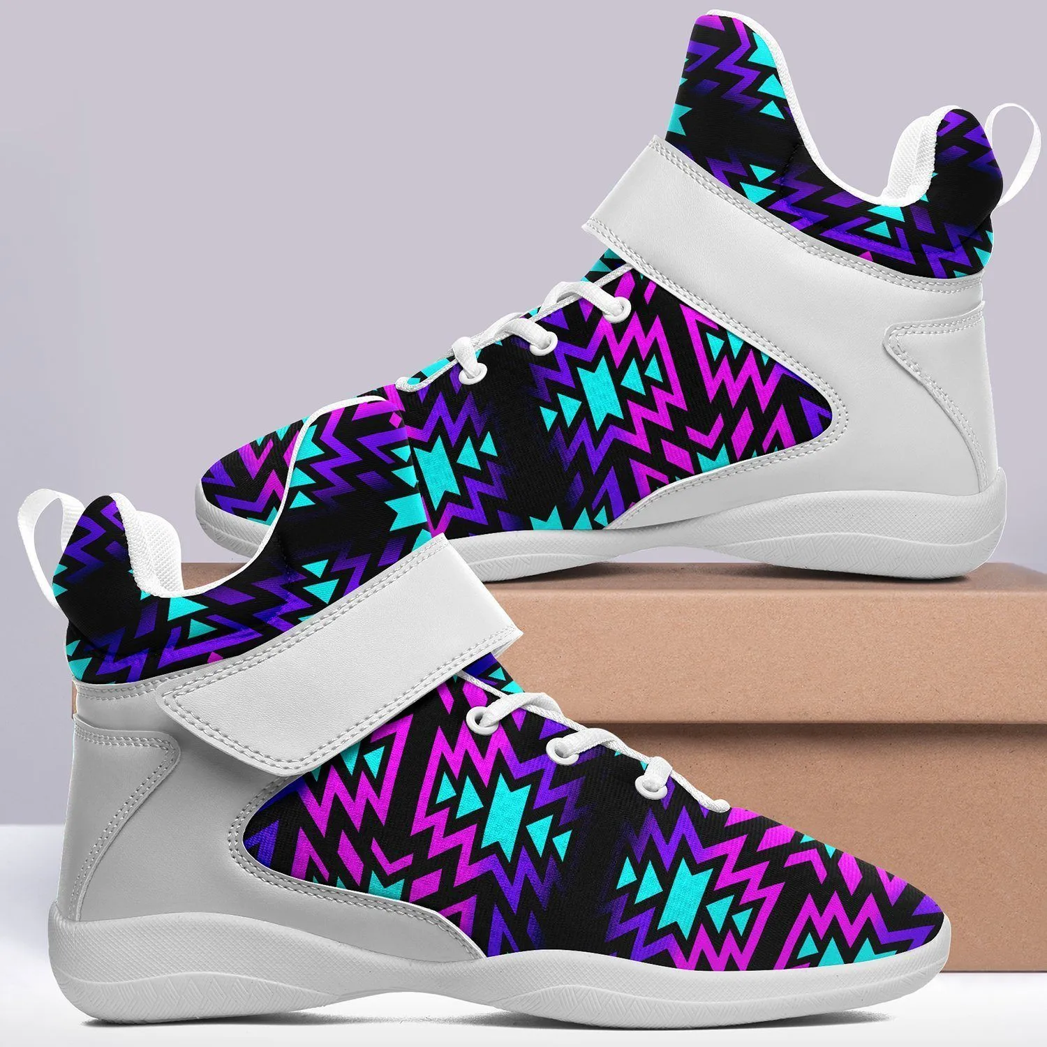 Black Fire Winter Sunset Ipottaa Basketball / Sport High Top Shoes - White Sole