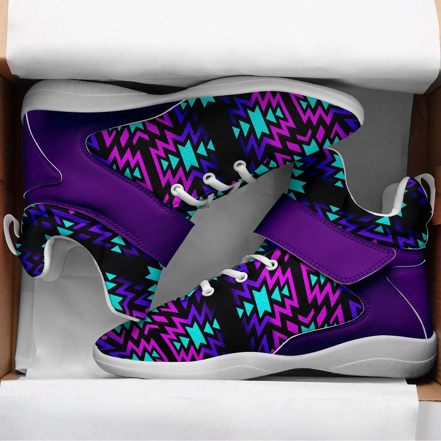 Black Fire Winter Sunset Ipottaa Basketball / Sport High Top Shoes - White Sole