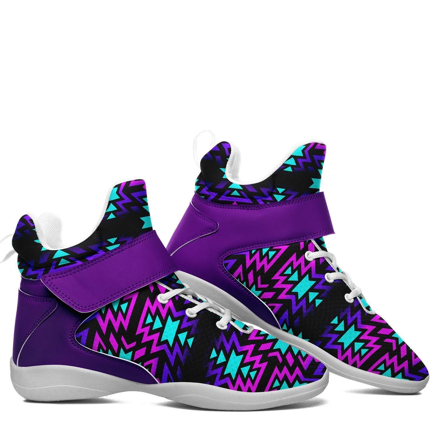 Black Fire Winter Sunset Ipottaa Basketball / Sport High Top Shoes - White Sole