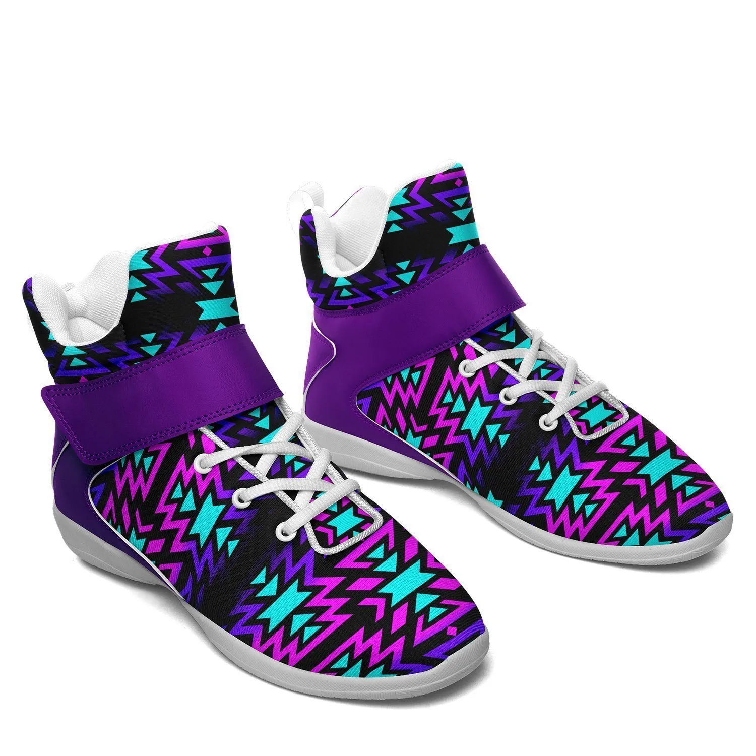Black Fire Winter Sunset Ipottaa Basketball / Sport High Top Shoes - White Sole