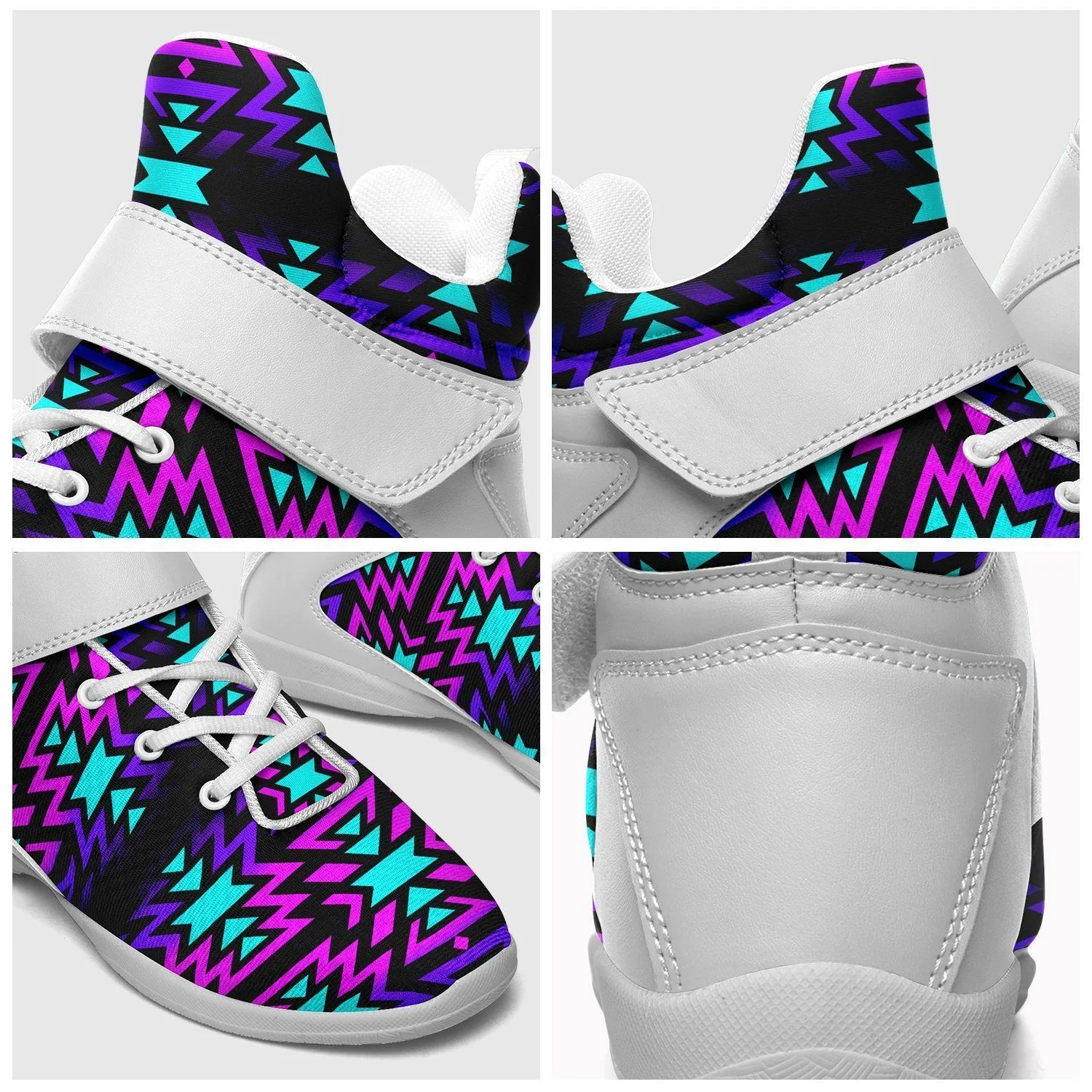 Black Fire Winter Sunset Ipottaa Basketball / Sport High Top Shoes - White Sole