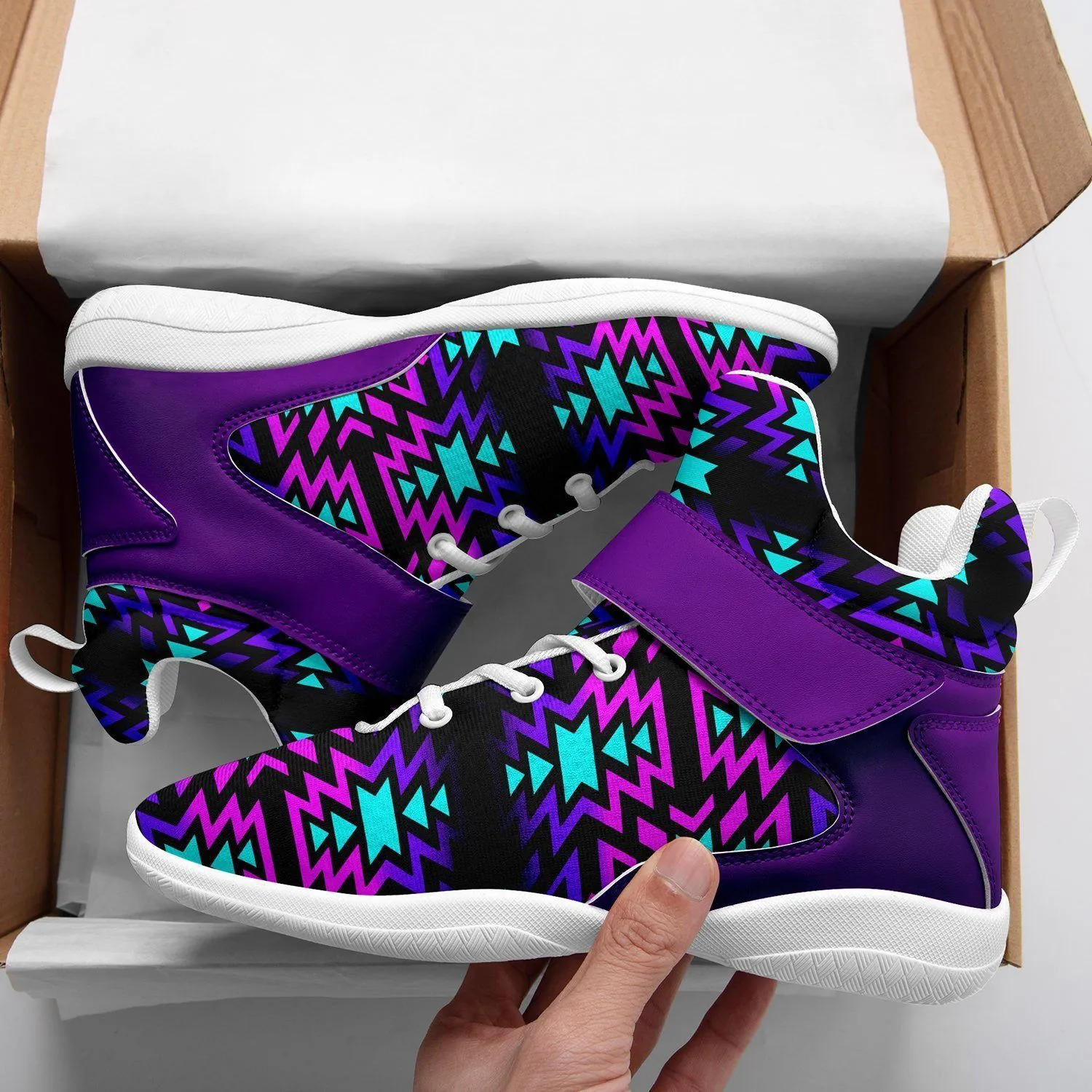 Black Fire Winter Sunset Ipottaa Basketball / Sport High Top Shoes - White Sole
