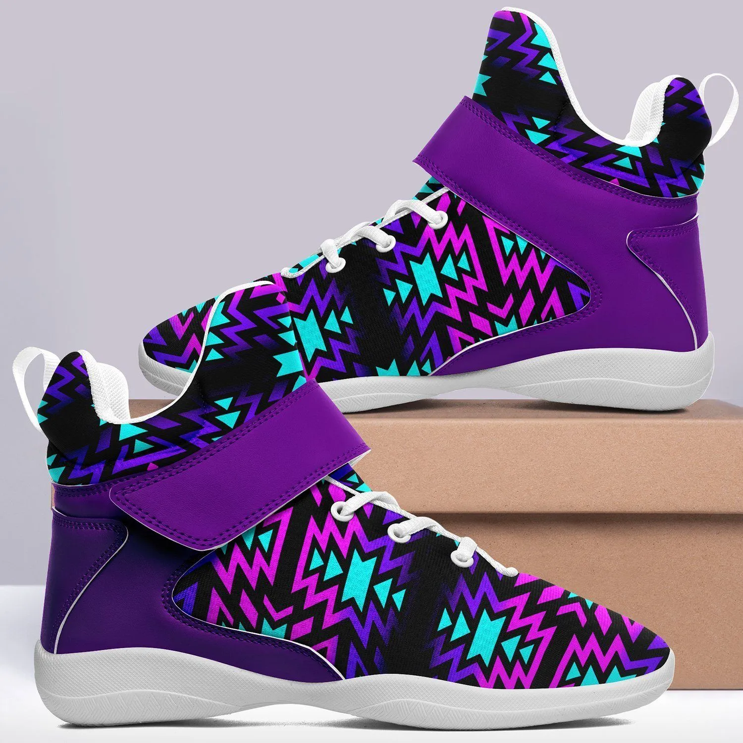 Black Fire Winter Sunset Ipottaa Basketball / Sport High Top Shoes - White Sole