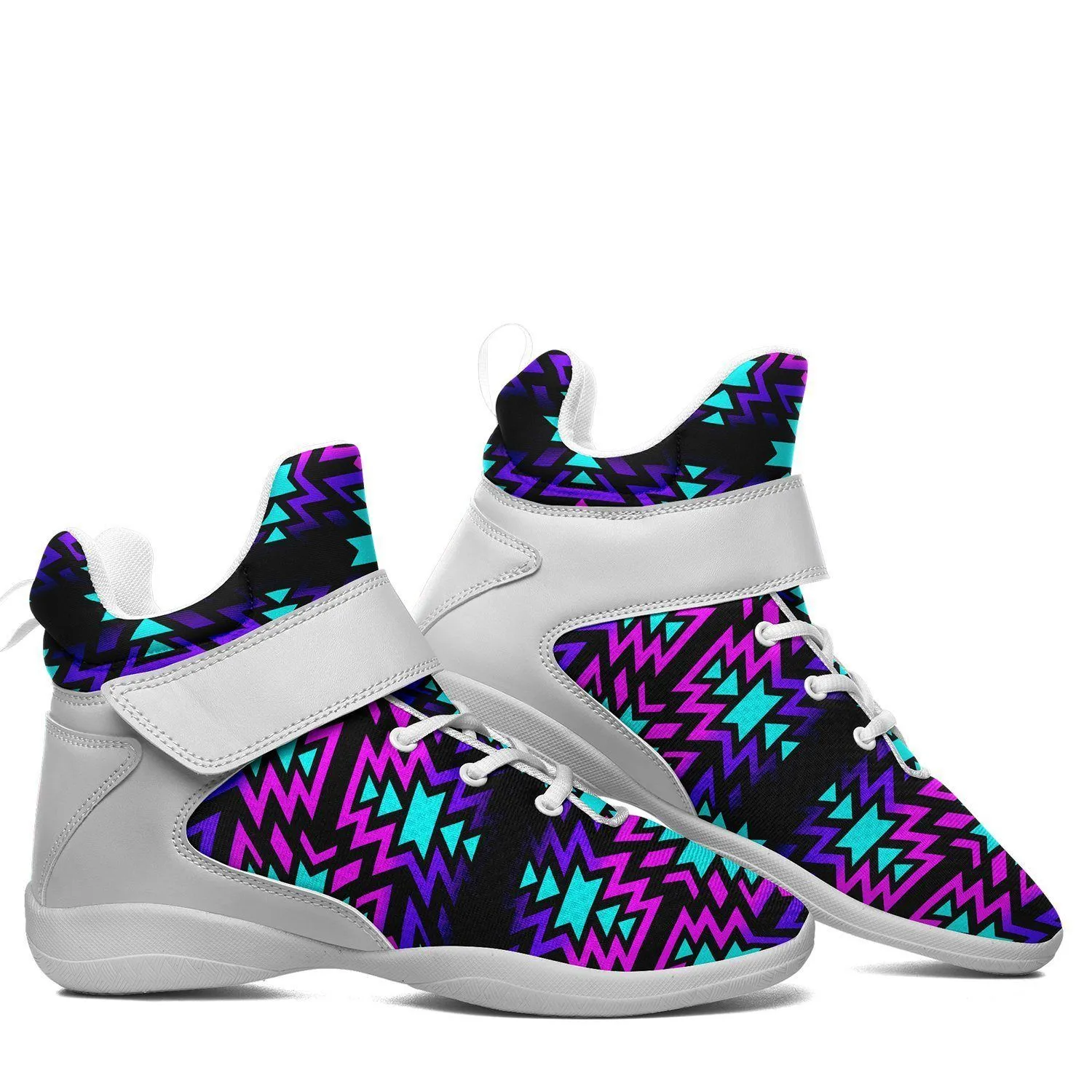 Black Fire Winter Sunset Ipottaa Basketball / Sport High Top Shoes - White Sole