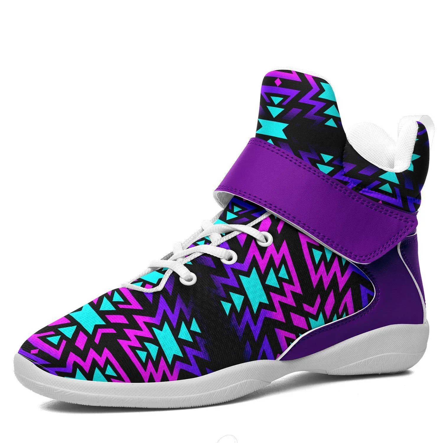 Black Fire Winter Sunset Ipottaa Basketball / Sport High Top Shoes - White Sole