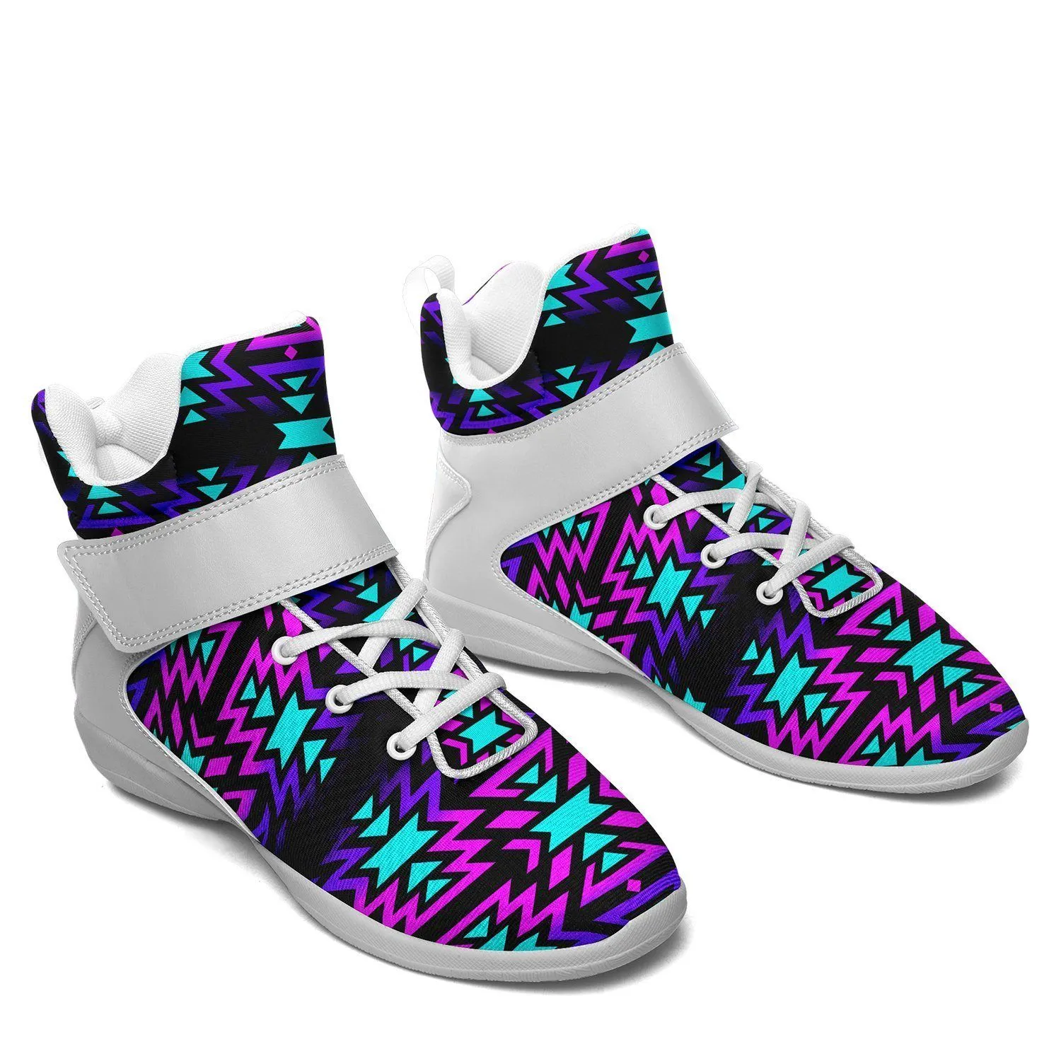 Black Fire Winter Sunset Ipottaa Basketball / Sport High Top Shoes - White Sole
