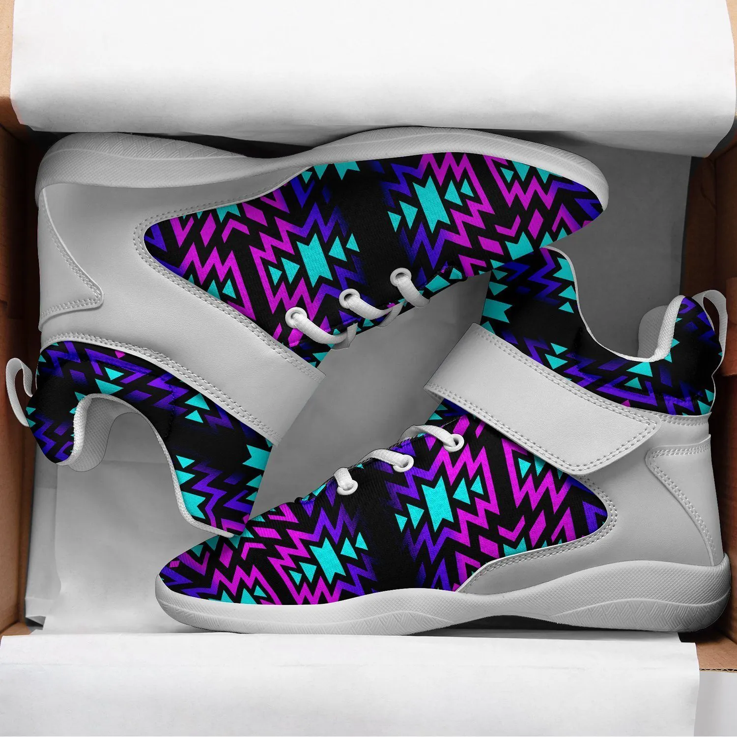 Black Fire Winter Sunset Ipottaa Basketball / Sport High Top Shoes - White Sole