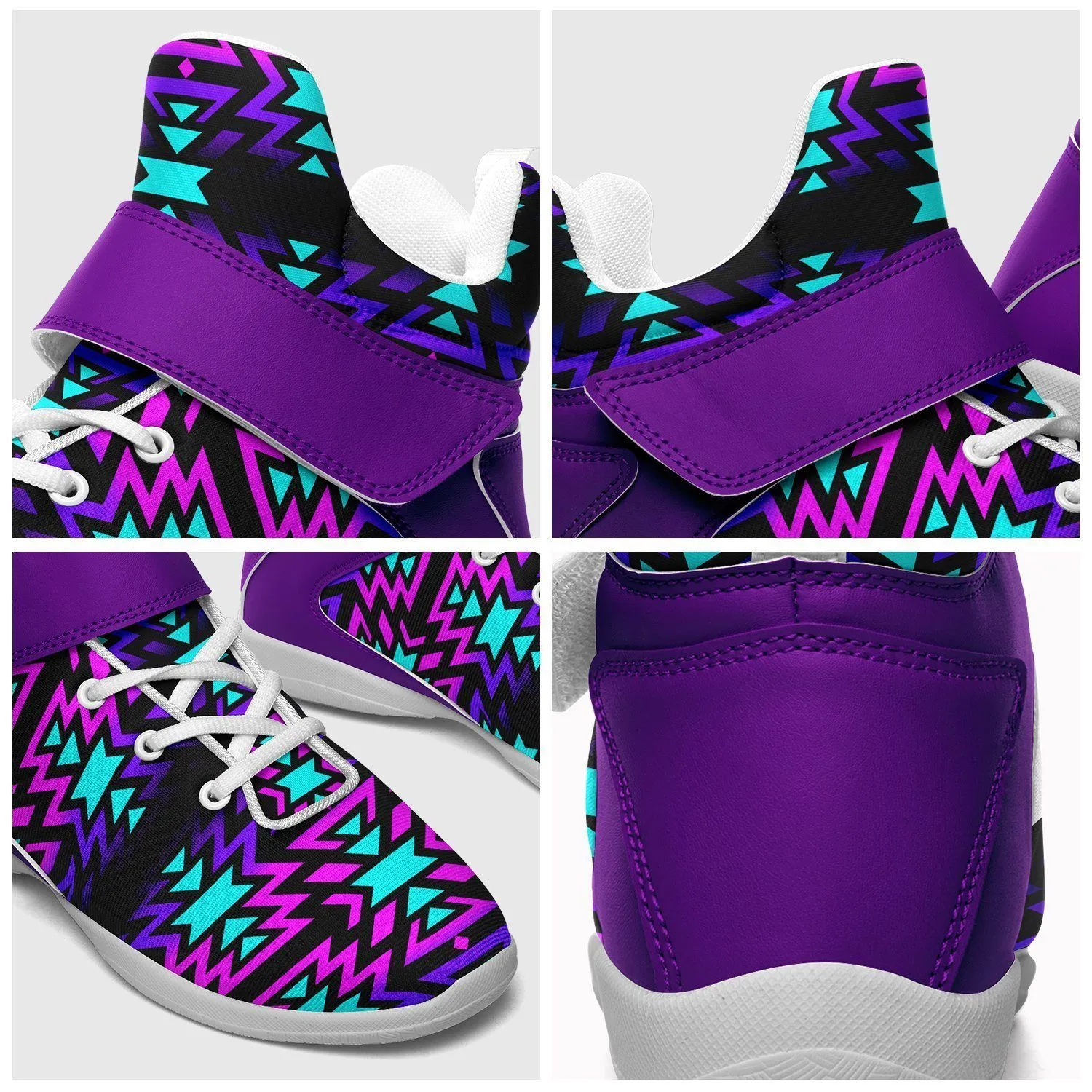Black Fire Winter Sunset Ipottaa Basketball / Sport High Top Shoes - White Sole