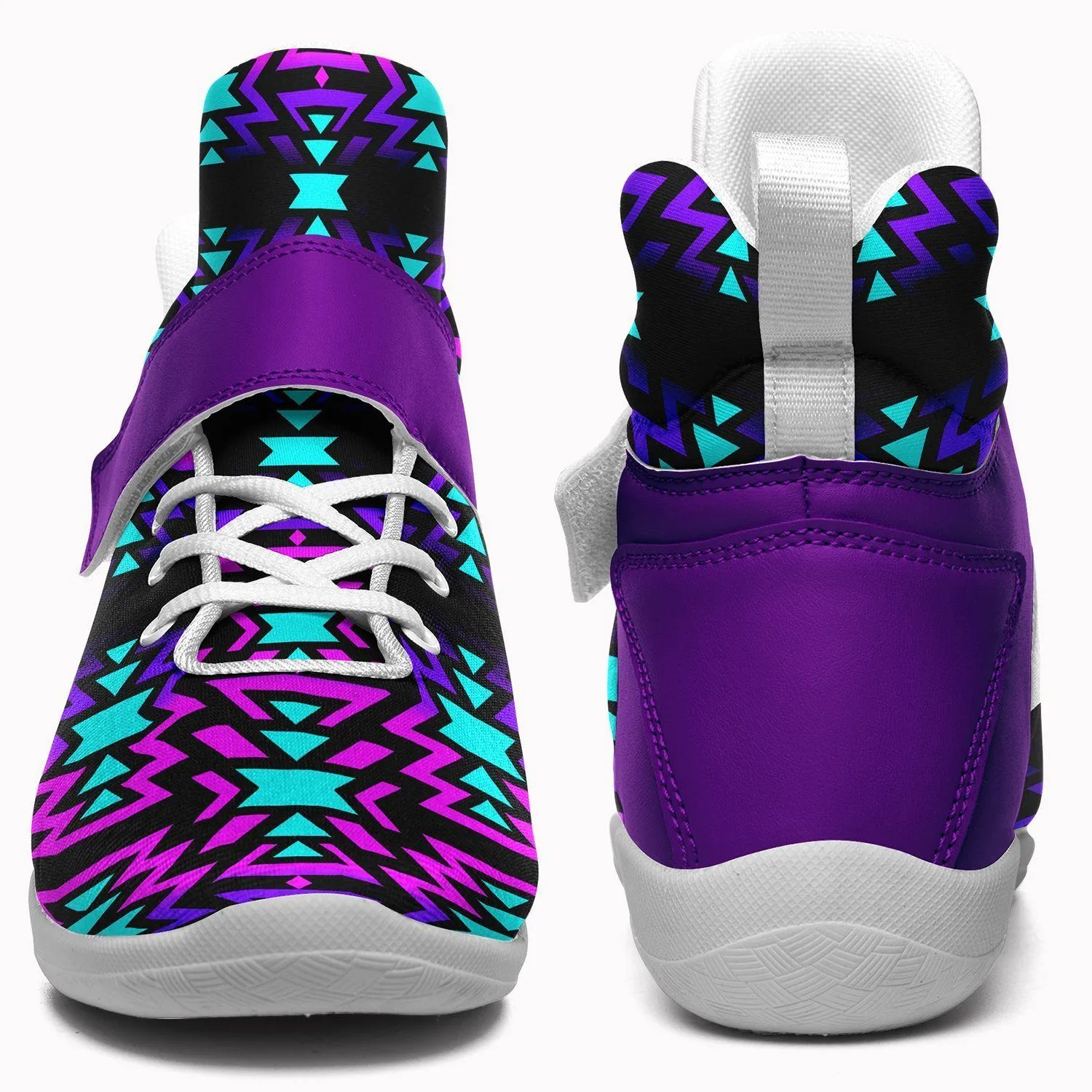 Black Fire Winter Sunset Ipottaa Basketball / Sport High Top Shoes - White Sole