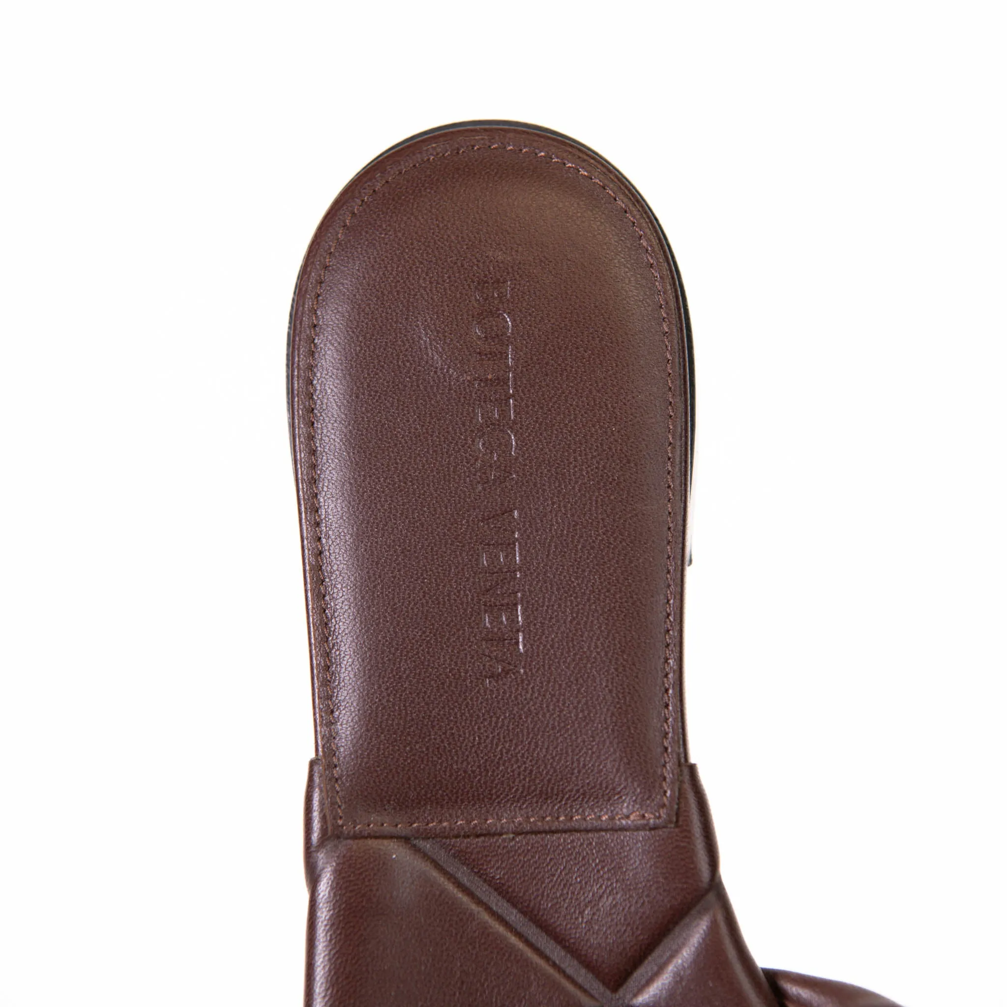Bottega Veneta Bitter Chocolate Embossed Leather Rubber Lido Flats Size 37