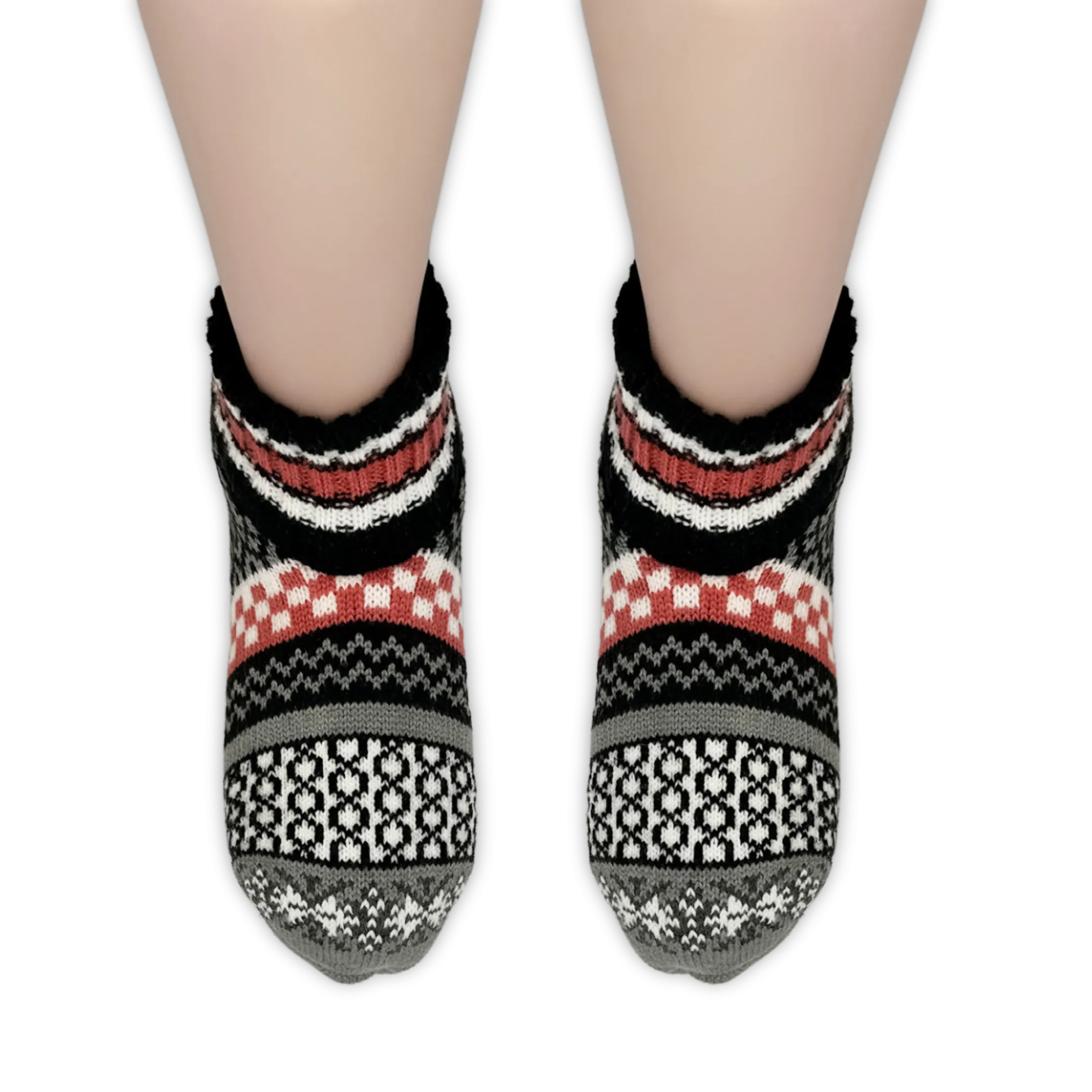 Charcoal Fairisle Stripe Comfootable™ Slipper Socks