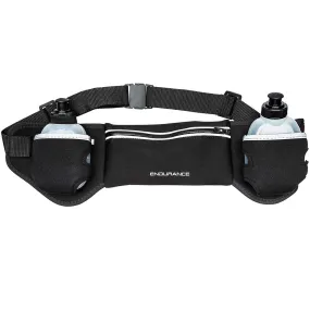 Endurance Iskan Running Bag with Bottles - Black
