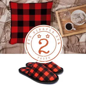 Gift Pack for Him Lumberjack Slippers and Pillow Case Pack Home Decor Pillow Cases Cushion Cover