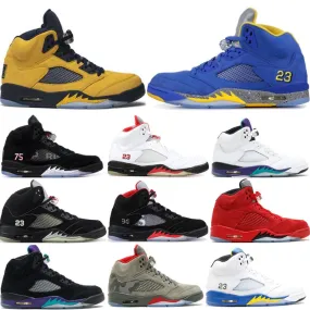 High Quality 2021 Arrival 5 Island Green international Flight Cement Blue Suede Basketball Shoes Men Sneakers Oreo Black Brown