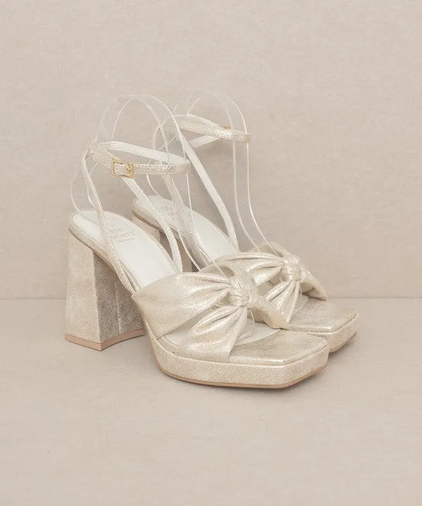 It's My Party Chic Knot Block Heel Platform Sandals