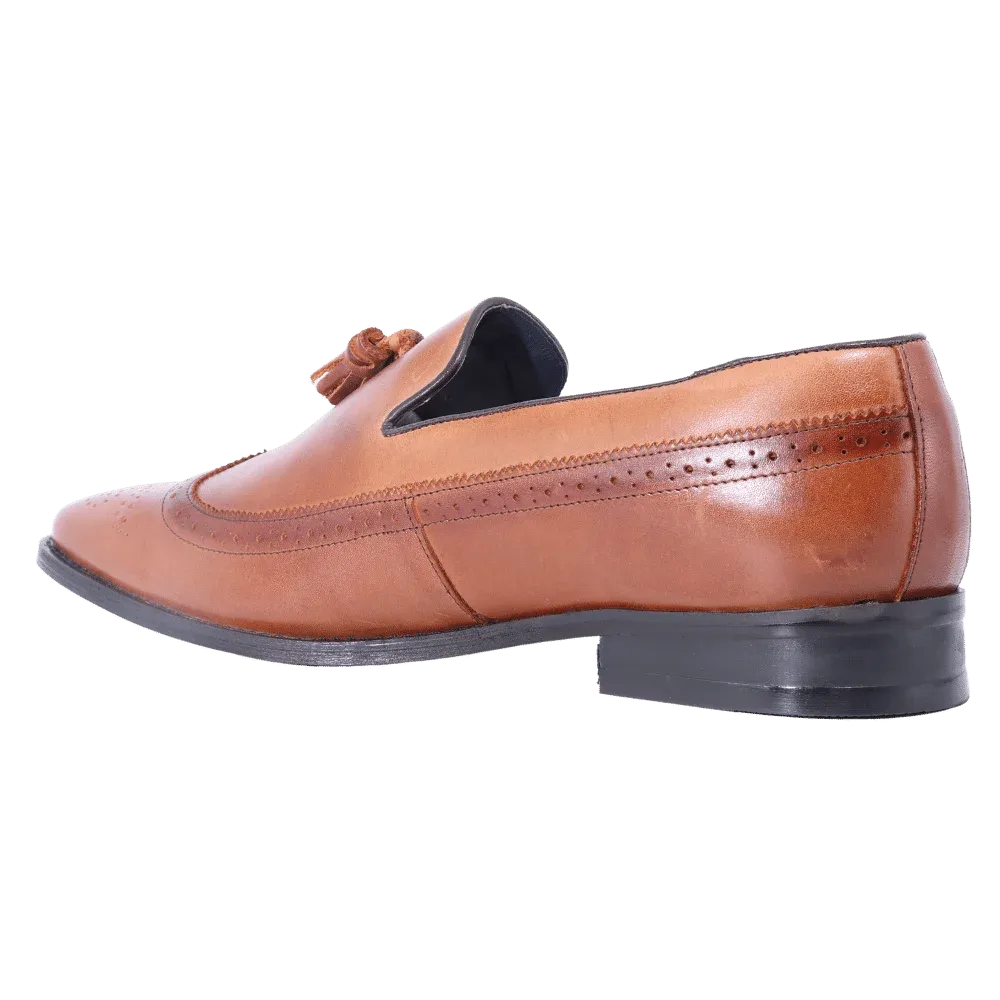 John Drake Brogue - Brown Slip-On (Genuine Leather Upper)