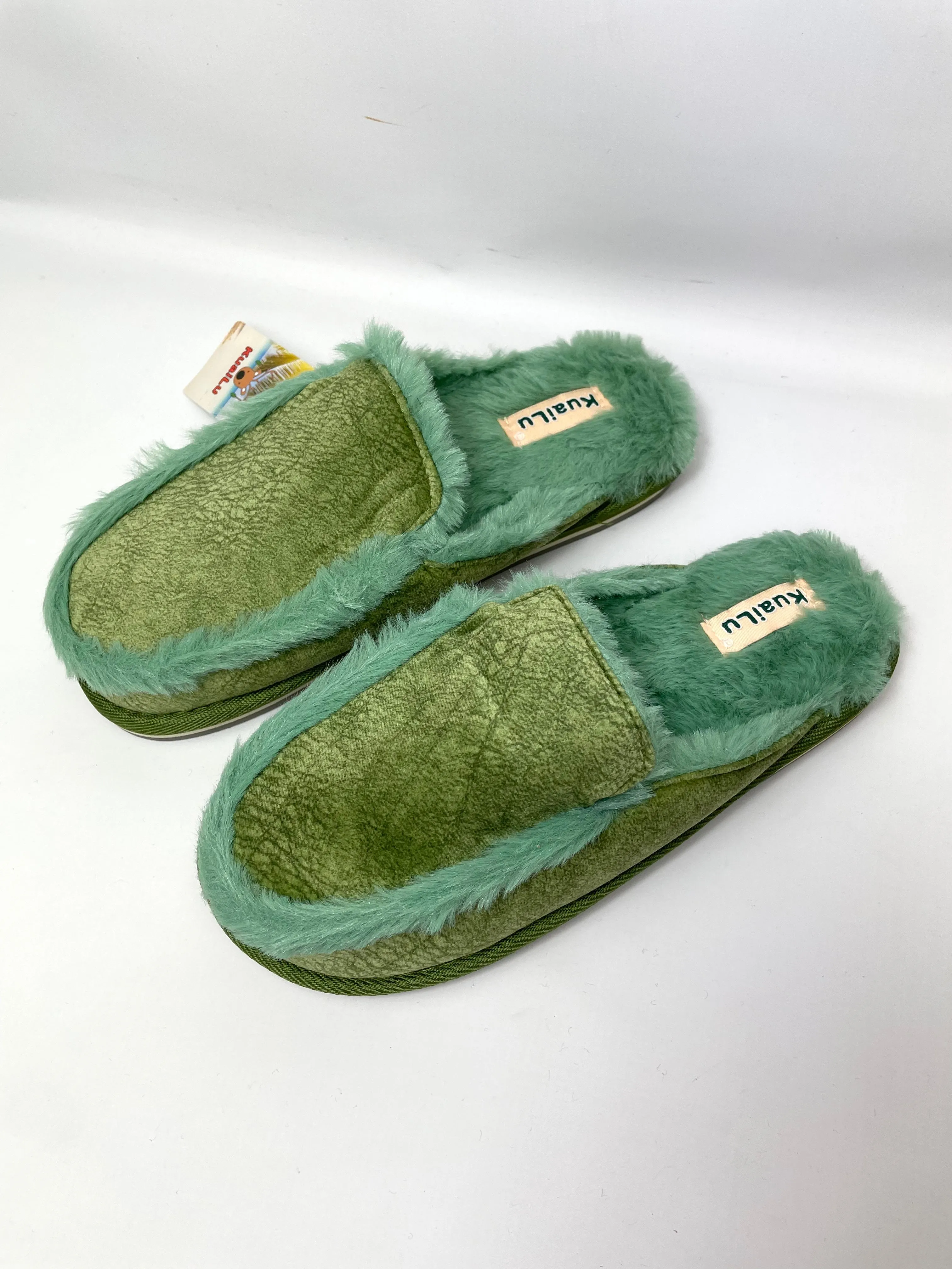 KuaiLu Women's Fuzzy Slippers in Green