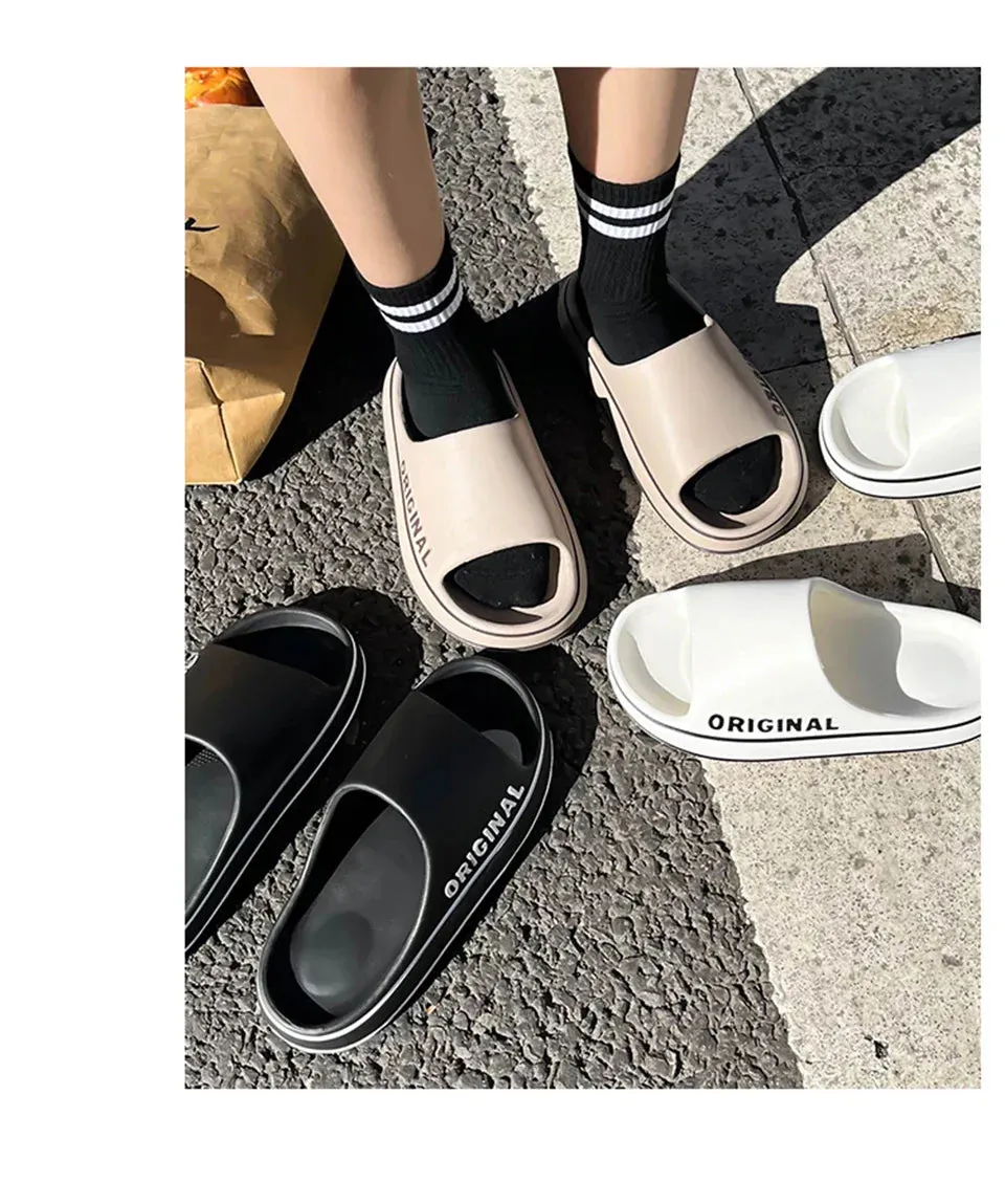 Ladies pillow slides Cloud slides Chunky slides Thick Sole Summer Beach Slides Bathroom Anti-Slip Slipper Soft Sandals
