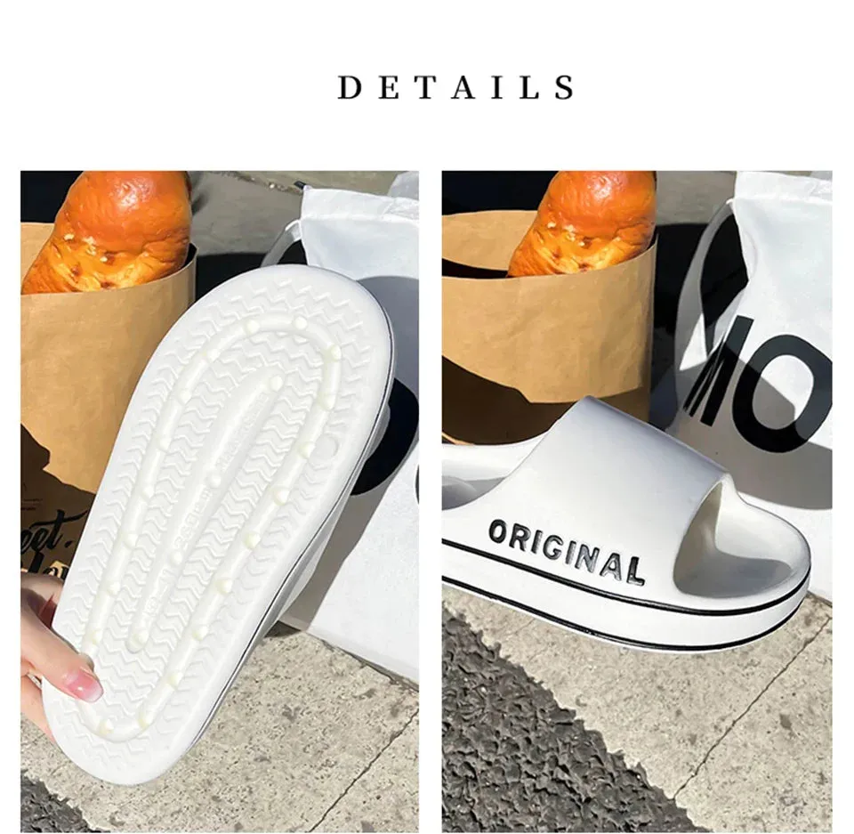 Ladies pillow slides Cloud slides Chunky slides Thick Sole Summer Beach Slides Bathroom Anti-Slip Slipper Soft Sandals