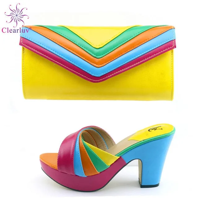 Latest Italian Designer Shoes and Bags Matching Set Nigerian Women Party Pumps High Heels Rhinestone Women Wedding Shoe Elegant