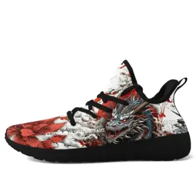 Personalized FN Sneakers with Black & White Soles, Japanese Dragon Theme, and Customizable Names/Images â€?Perfect for Enthusiasts of Japanese Dragons,FN-051-23023001