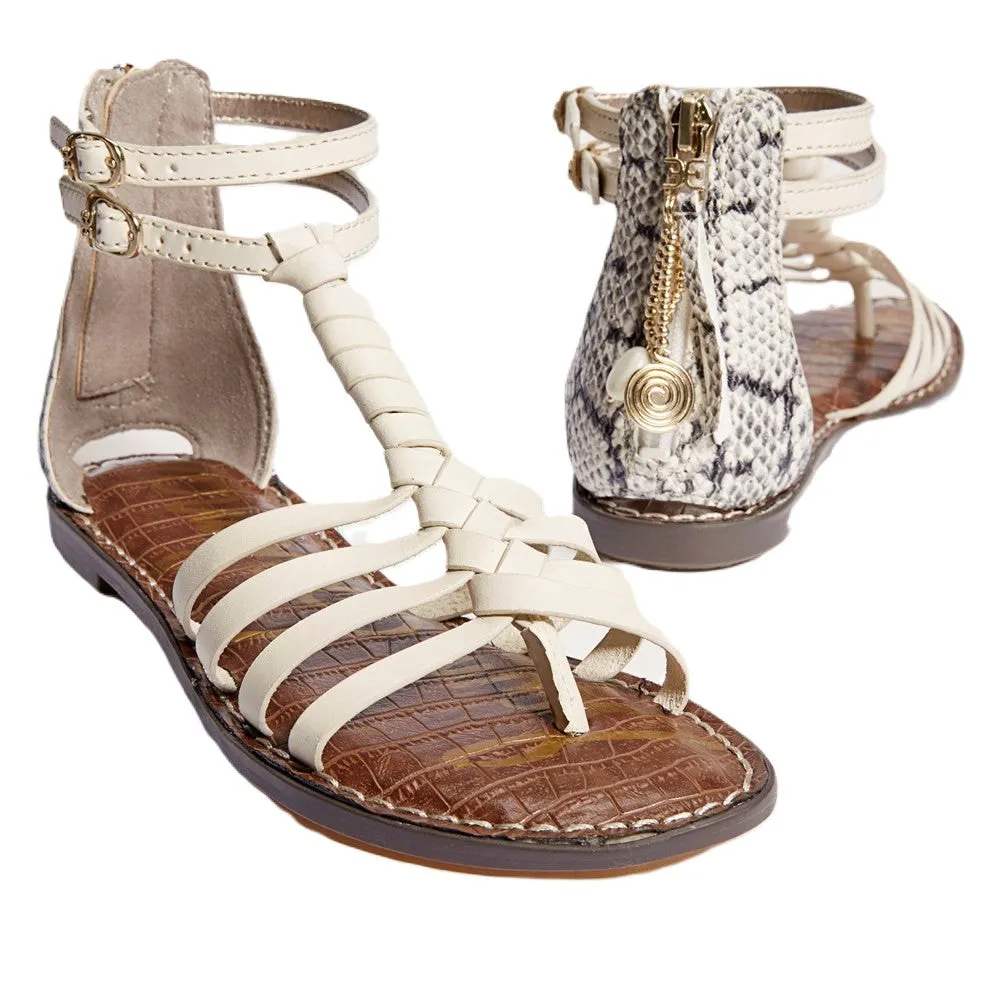 Sam Edelman Geralyn Ivory Snake Leather Fsahion Open Toe Ankle Strap Casual Sandals