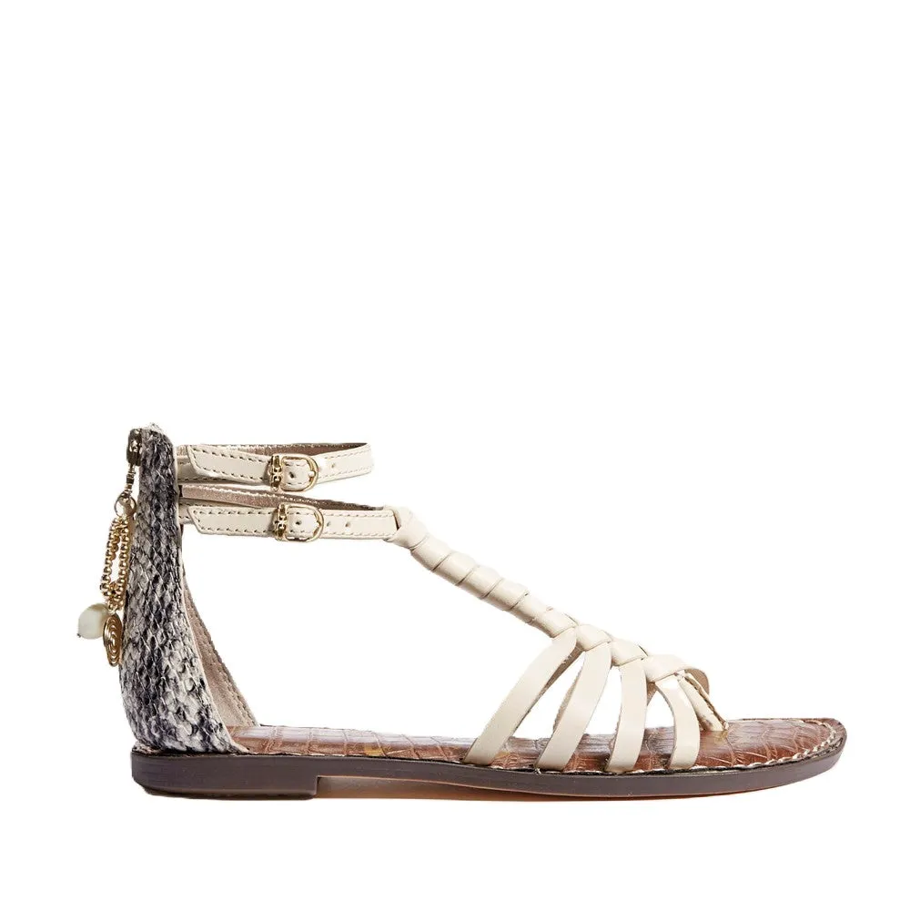 Sam Edelman Geralyn Ivory Snake Leather Fsahion Open Toe Ankle Strap Casual Sandals