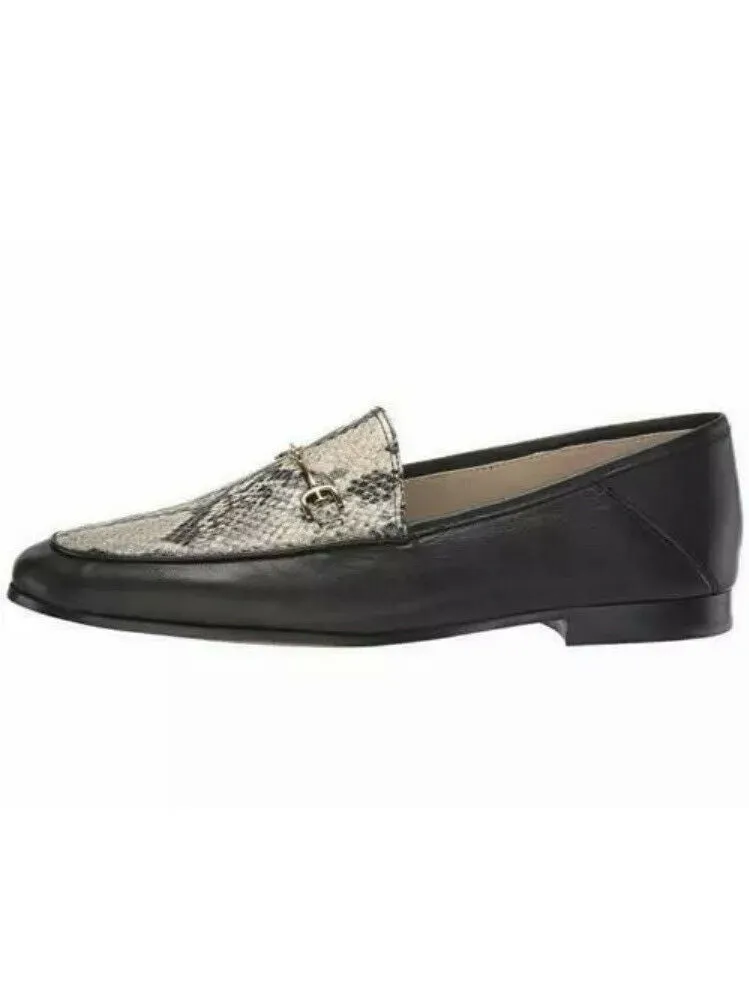 Sam Edelman Loraine Classic Almond Toe Slip-on Loafer BLACK/NUDE Snake Flat