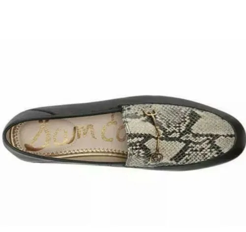 Sam Edelman Loraine Classic Almond Toe Slip-on Loafer BLACK/NUDE Snake Flat