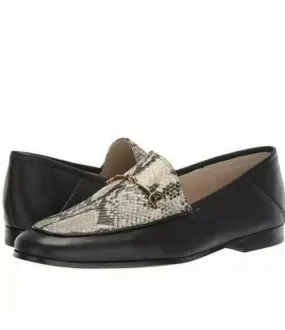 Sam Edelman Loraine Classic Almond Toe Slip-on Loafer BLACK/NUDE Snake Flat