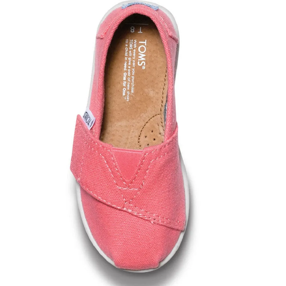 TOMS Classic Tiny Bubblegum Pink Velcro Canvas Shoes