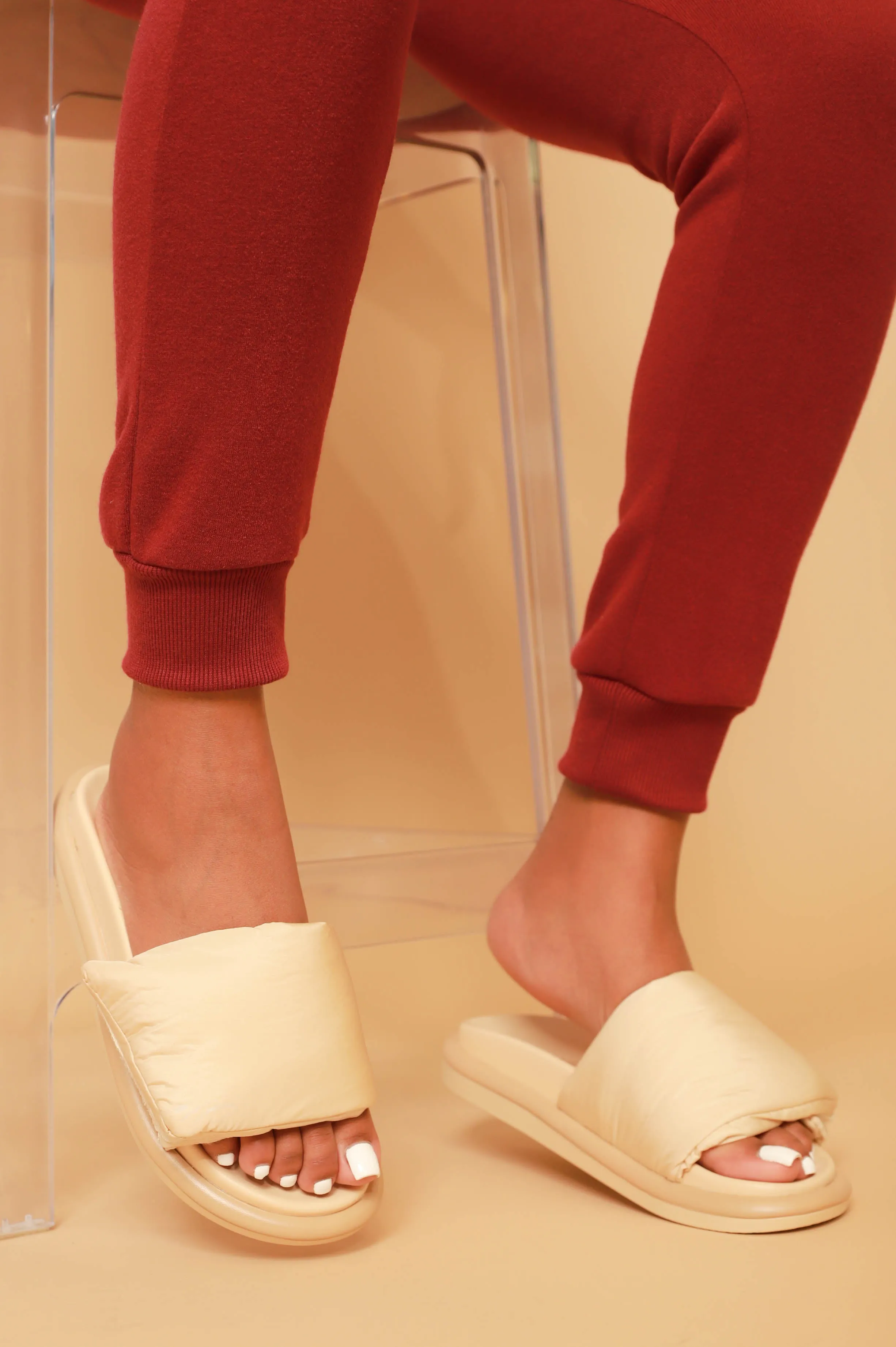 Walk In The Clouds Velcro Slides - Cream